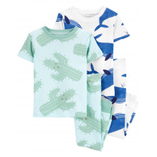 CARTER'S Pyžamo 4dílné triko kr. rukáv 2ks, tepláky 2ks Cacti & Whale kluk 24m