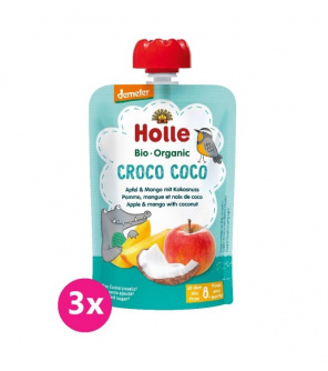 3x HOLLE Croco Coco Bio ovocné pyré jablko, mango, kokos, 100 g (8 m+) 3x HOLLE Croco Coco Bio ovocné pyré jablko, mango, kokos, 100 g (8 m+)