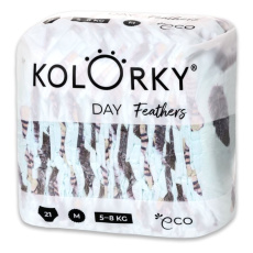KOLORKY DAY Pleny jednorázové eko, peří M (5-8 kg) 21 ks KOLORKY DAY Pleny jednorázové eko, peří M (5-8 kg) 21 ks