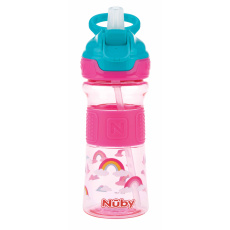 NUBY Láhev sportovní s měkkým sklápěcím brčkem 360 ml, růžová, 3+