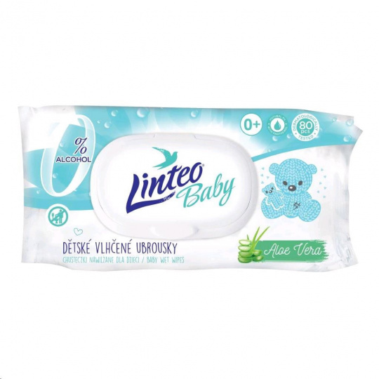 Dětské vlhčené ubrousky Linteo Baby s Aloe Vera 80 ks