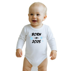 Dětské body s potiskem New Baby BORN IN 2025 blue Dětské body s potiskem New Baby BORN IN 2025 blue