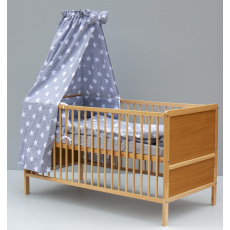 Kompletní dětská postýlka 2v1 - Hvězdička šedá - 140x70cm Kompletní dětská postýlka 2v1 - Hvězdička šedá - 140x70cm