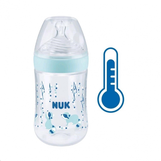 Kojenecká láhev NUK Nature Sense s kontrolou teploty 260 ml modrá