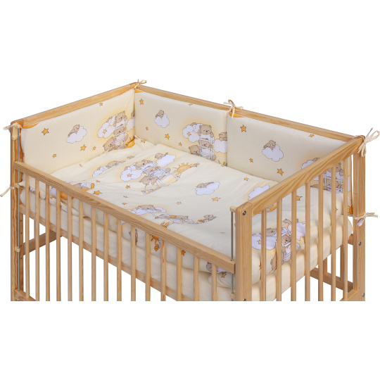 Dětská postýlka se stahovací bočnicí - přírodní ECO - 120x60 cm s kompletní výbavou Mráček Barva soupravy: Mráček béžový