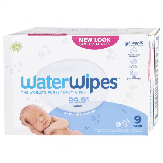 9x WATERWIPES Vlhčené ubrousky bez obsahu plastů 60 ks ( 540 ks )