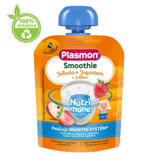 PLASMON Kapsička Smoothie NUTRI-MUNE bezlepková ovoce-jogurt jablko a jahoda 85g, 6 m+ PLASMON Kapsička Smoothie NUTRI-MUNE bezlepková ovoce-jogurt jablko a jahoda 85g, 6 m+