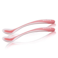 NUBY Lžička krmicí termo 2 ks, 4 m+, červená