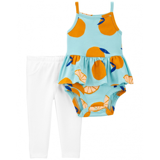 CARTER'S Set 2dílný body na ramínka, legíny Blue Orange holka 6m