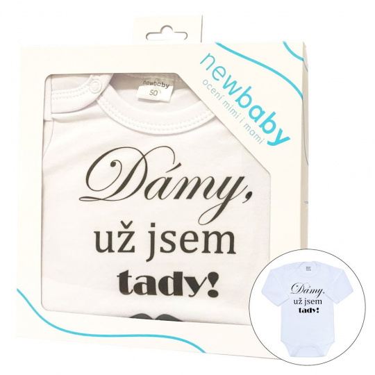 Body s potiskem New Baby Dámy, už jsem tady! - dárkové balení