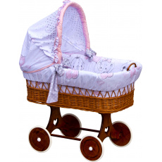 Scarlett Proutěný košík na miminko s boudičkou Scarlett Gusto - růžová