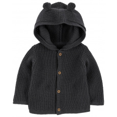 CARTER'S Svetr s kapucí a oušky Charcoal chlapec LBB 6m, vel. 68 CARTER'S Svetr s kapucí a oušky Charcoal chlapec LBB 6m, vel. 68