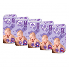 MEGAPACK Dětské jednorázové pleny New Love Premium comfort 3 MIDI 4-9 kg 5x48 ks MEGAPACK Dětské jednorázové pleny New Love Premium comfort 3 MIDI 4-9 kg 5x48 ks