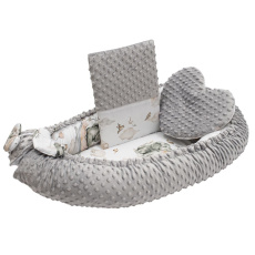 Luxusní hnízdečko s polštářkem a peřinkou New Baby z Minky Sloníci bílo-šedé Luxusní hnízdečko s polštářkem a peřinkou New Baby z Minky Sloníci bílo-šedé