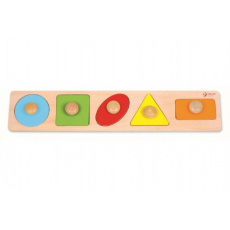 Vkládačka 5ks dřevo geometrické tvary pro nejmenší 45x9x2cm   DOPRODEJ