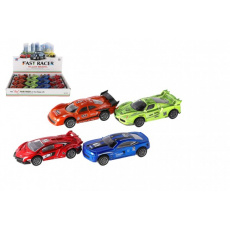 Auto závodní kov/plast 5x10cm na zpětné natažení 4 barvy 12ks v boxu Auto závodní kov/plast 5x10cm na zpětné natažení 4 barvy 12ks v boxu