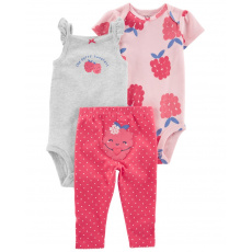 CARTER'S Set 3dílný legíny, body kr. rukáv, body na ramínka Pink Raspberry holka 3m CARTER'S Set 3dílný legíny, body kr. rukáv, body na ramínka Pink Raspberry holka 3m