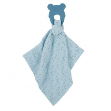 NATTOU Kousátko silikonové bez BPA s bavlněnou dečkou 28 x 28 cm blue NATTOU Kousátko silikonové bez BPA s bavlněnou dečkou 28 x 28 cm blue