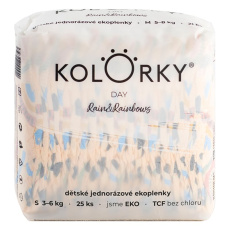 KOLORKY DAY Pleny jednorázové eko, déšť&duhy S (3-6 kg) 25 ks