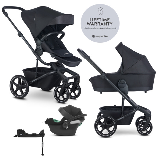 EASYWALKER SET Kočárek 4v1 Harvey⁵ Midnight Black LITE RWS +CYBEX Aton B2 i-Size,základna