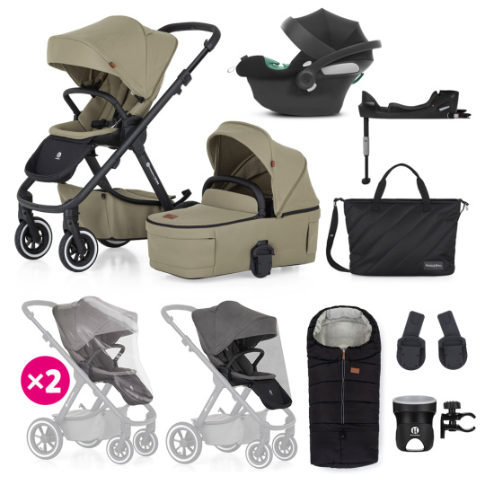 PETITE&MARS SET Kočárek 4v1 ICON Mossy Green XXL AIR + CBX By CYBEX Aton B2 i-Size