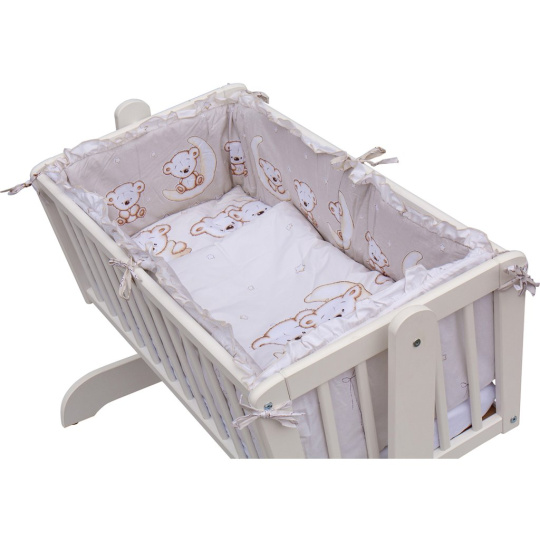 Scarlett Dětská kolébka bílá - 90x41cm s kompletní výbavou Toro Barva soupravy: Toro béžová Scarlett Dětská kolébka bílá - 90x41cm s kompletní výbavou Toro Barva soupravy: Toro béžová