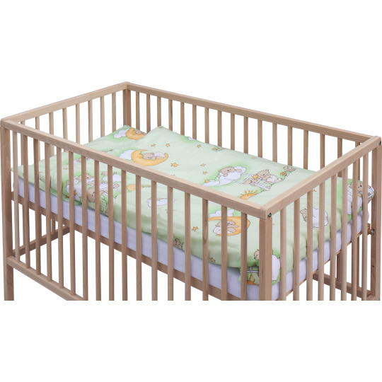 Levná postýlka s vyndavacími příčkami - přírodní ECO - 120x60 cm s výbavou Mráček Barva soupravy: Mráček zelený Levná postýlka s vyndavacími příčkami - přírodní ECO - 120x60 cm s výbavou Mráček Barva soupravy: Mráček zelený