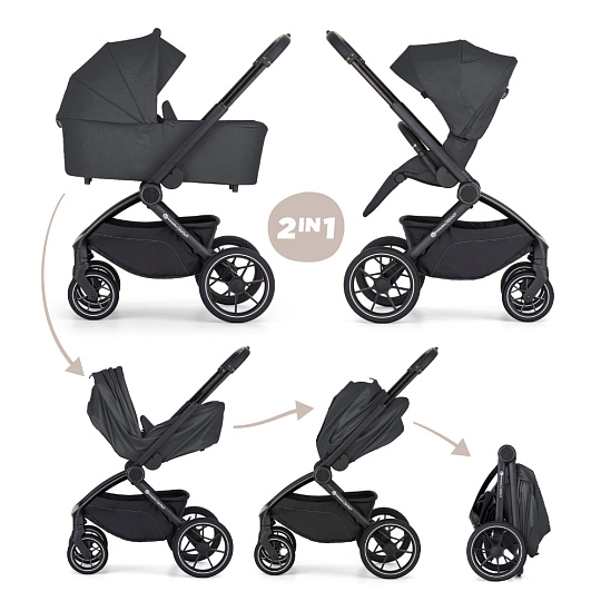 PETITE&MARS Kočárek kombinovaný SCOUT 2v1 Anthracite Moon