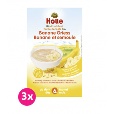3x HOLLE Kaše nemléčná Bio ovsená, banán/krupice 250 g