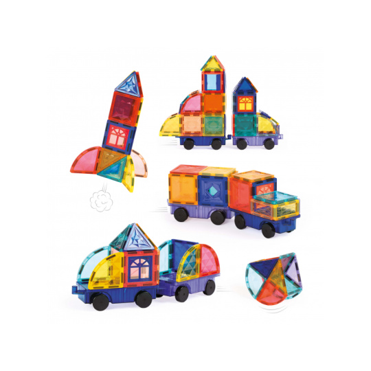 Magnetická stavebnice s auty 63 ks