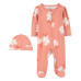 CARTER'S Set 2dílný overal, čepice Pink Floral holka MFL 6m/vel. 68