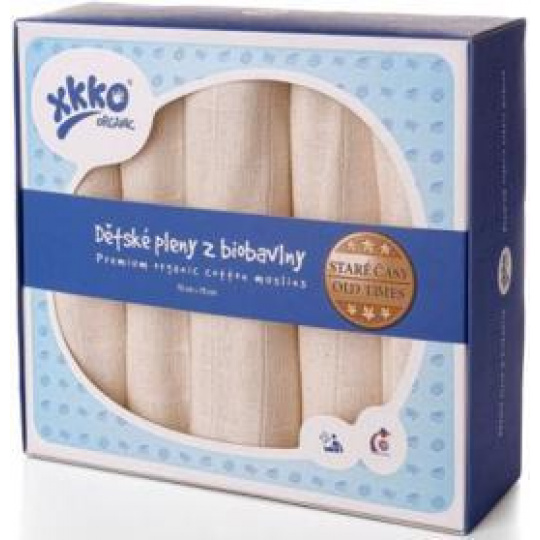 KIKKO Pleny dětské z biobavlny Staré časy 70x70 (5 ks) – natural