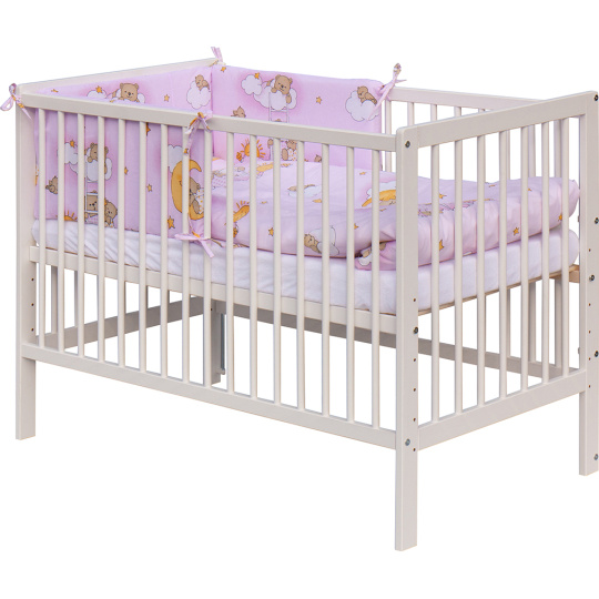 Scarlett Dětská postýlka s kompletní výbavou Scarlett 120 x 60 cm - Mráček - růžová Scarlett Dětská postýlka s kompletní výbavou Scarlett 120 x 60 cm - Mráček - růžová