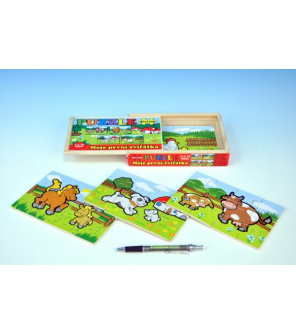 Puzzle dřevěné Moje první zvířátka 4x12 dílků 20x14x3,5cm v dřevěné krabičce 24m+ MPZ Puzzle dřevěné Moje první zvířátka 4x12 dílků 20x14x3,5cm v dřevěné krabičce 24m+ MPZ