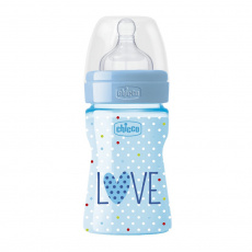 CHICCO Láhev kojenecká Well-Being LOVE silikon 150 ml chlapec 0m+ CHICCO Láhev kojenecká Well-Being LOVE silikon 150 ml chlapec 0m+