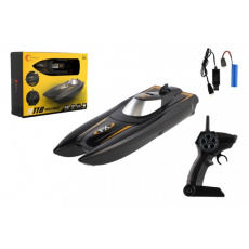 Motorový člun/loď do vody RC plast 22cm černý na baterie+dob. pack+USB 2,4Ghz v krabici 29x22x9cm Motorový člun/loď do vody RC plast 22cm černý na baterie+dob. pack+USB 2,4Ghz v krabici 29x22x9cm