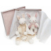 ThreadBear Panenky pletené zajíčci Baby Threads Cream Bunny Gift Set  krémové z jemné měkké bavlny v dárkovém balení od 0 měsíců