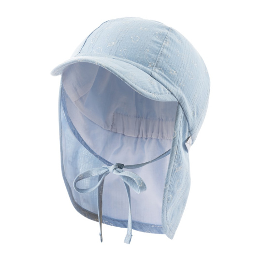 STERNTALER Čepice s kšiltem a ochranou krku na zavazování s UV filtrem 30 modrá chlapec 49 cm-12-18
