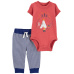 CARTER'S Set 2dílný body kr. rukáv, tepláky Dino Stripes kluk 3m