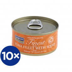10x FISH4CATS Konzerva pro kočky Finest tuňák s olihní 70 g 10x FISH4CATS Konzerva pro kočky Finest tuňák s olihní 70 g