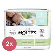 2x MOLTEX Pure&Nature Pleny jednorázové Newborn (2-4 kg) 22 ks