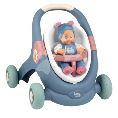 Smoby Didaktické chodítko a kočárek Baby Walker 3v1 + Baby Doll Little Smoby s 30 cm panenkou a brzdovým systémem od 12 měsíců