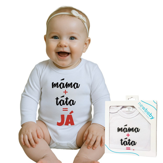 Body s potiskem New Baby máma plus táta rovná se JÁ - dárkové balení Body s potiskem New Baby máma plus táta rovná se JÁ - dárkové balení