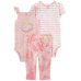 CARTER'S Set 3dílný legíny, body kr. rukáv, body bez rukávů Pink Whale dívka LBB 3m