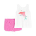 CARTER'S Set 2dílný triko na ramínka, kraťasy Pink Dolphin holka 24m