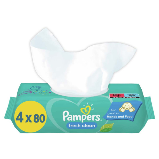 PAMPERS Fresh Clean XXL Vlhčené ubrousky 4x80 ks