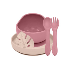 PETITE&MARS Set jídelní silikonový TAKE&MATCH 4 ks Dusty Rose - Desert Sand 6m+ PETITE&MARS Set jídelní silikonový TAKE&MATCH 4 ks Dusty Rose - Desert Sand 6m+