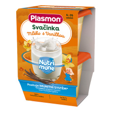 PLASMON Svačinka bezlepková mléčná NUTRI-MUNE mléko a vanilka 2x120g, 6m+
