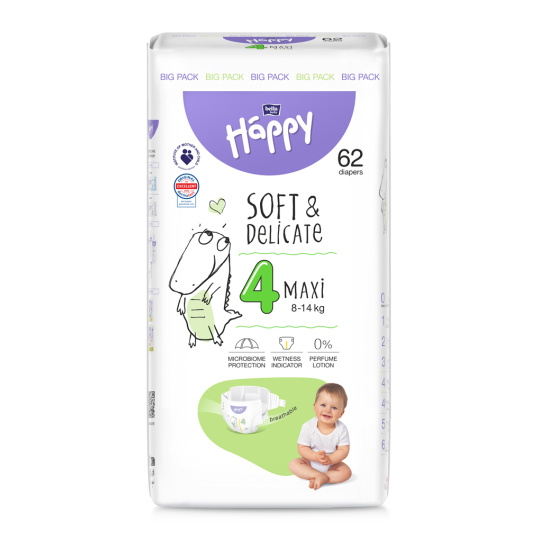 BELLA HAPPY Baby Pleny jednorázové Maxi 8-14 kg Big Pack 62 ks