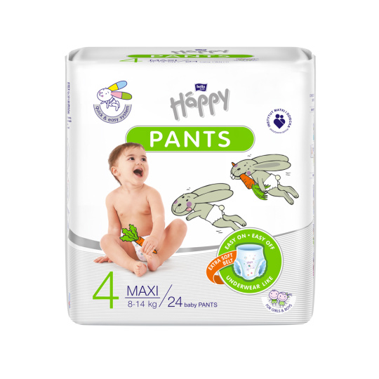 BELLA HAPPY Pants Kalhotky plenkové jednorázové 4 Maxi (8-14 kg) 24 ks